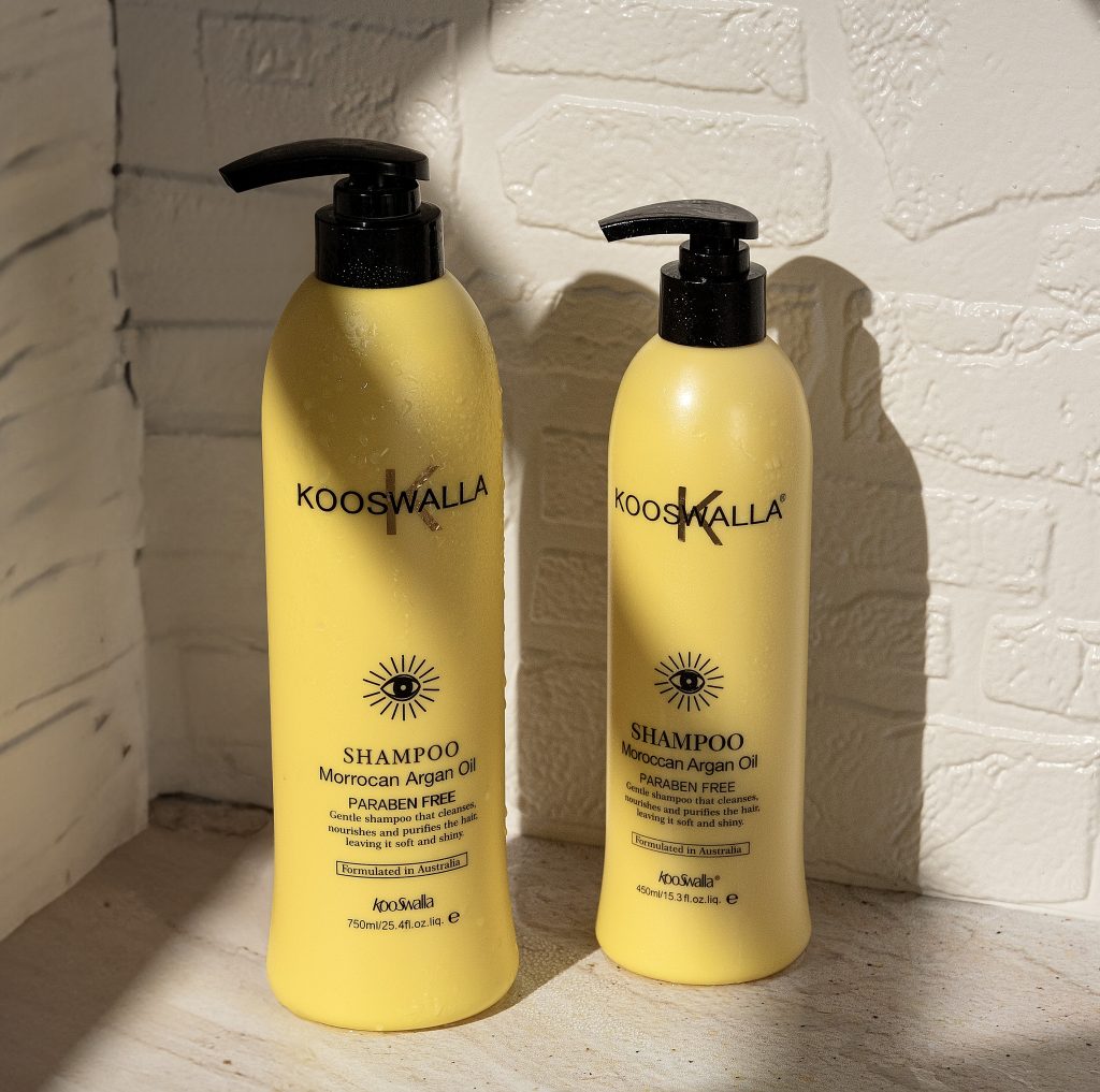 750ml and 450ml kooswalla argan oil shampoo
 